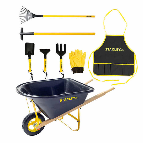 Stanley Jr. Wheelbarrow and 7-piece Garden Set