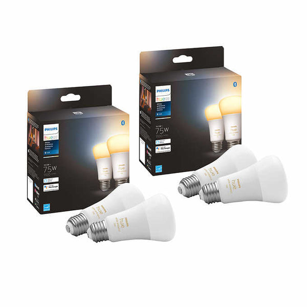 Philips Hue 75W White Ambiance A19 4-pack