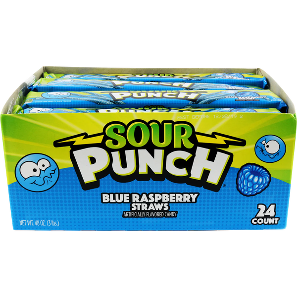 Sour Punch Straws, Blue Raspberry, 2 oz, 24 ct