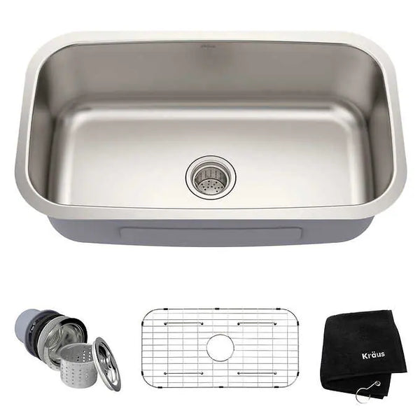 KRAUS Undermount Single Bowl Stainless Steel Kitchen Sink