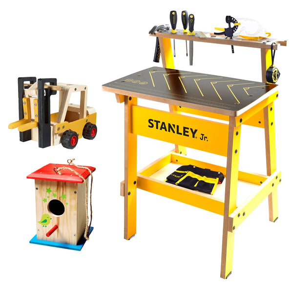 Kids Workbench Tool Set and 2 Wooden Kits