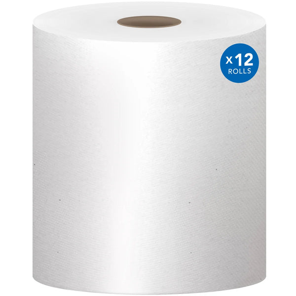 Hardwound Roll Towels, Non-perforated, 8" x 1000', White, 12 ct