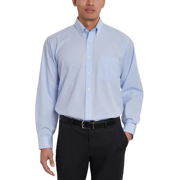 Men’s Traditional Fit Dress Shirt, Light Blue Dobby Check