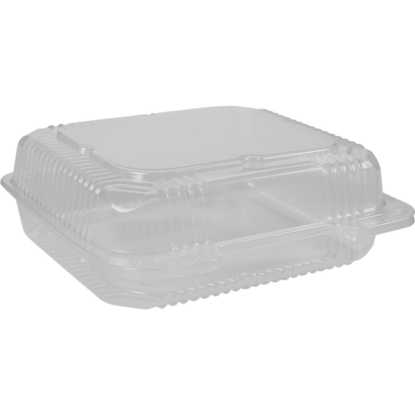 Plastic Container, 9"W x 9"L, Clear, 200 ct