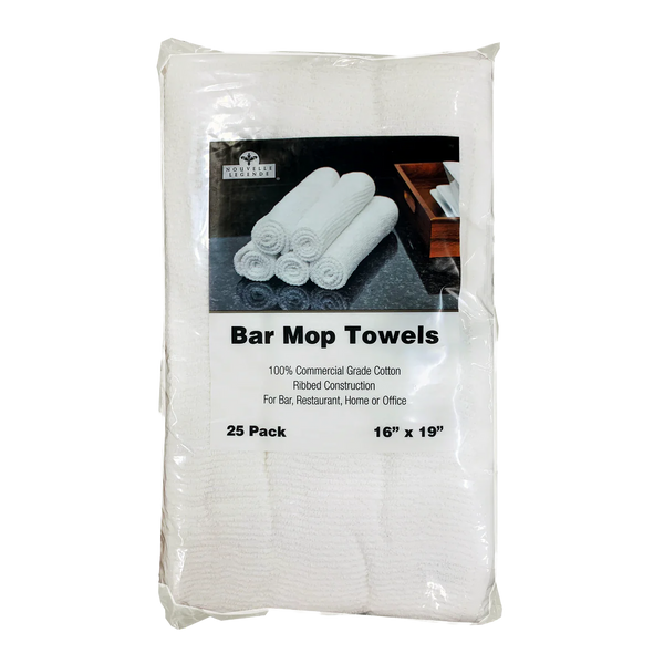 Legende Bar Mop Towels, White, 25 ct