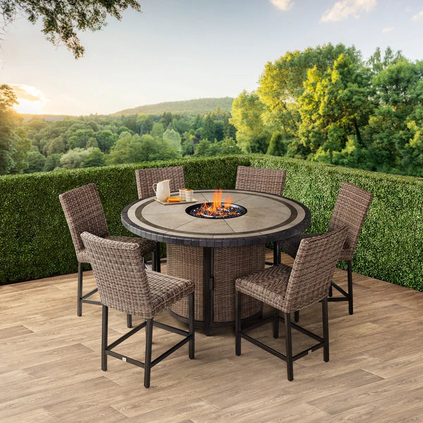 Agio Anderson 7-piece Fire Outdoor Dining Set