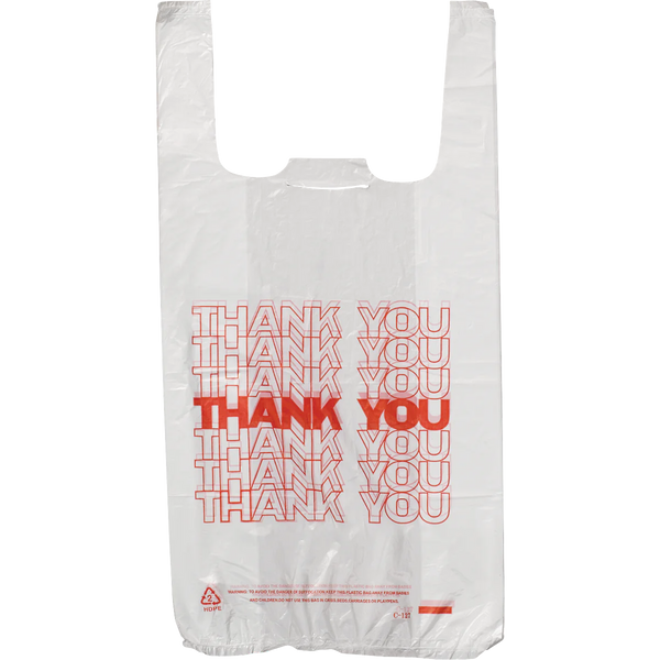 Duro Bag Plas-T-Sak Thank You Bags, Small, White, 1600 ct