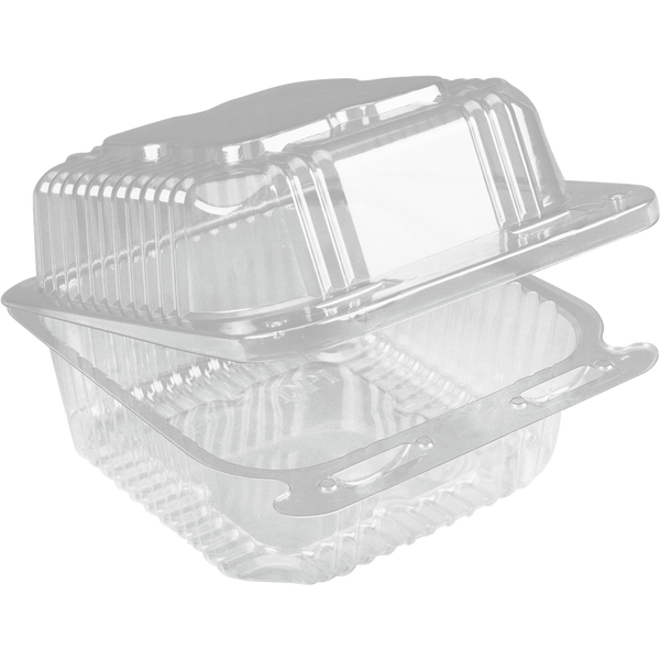 Plastic Container, 6"W x 6"L, Clear, 500 ct