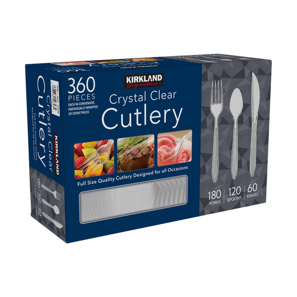 Crystal Clear Cutlery Assortment, Clear, 360 ct