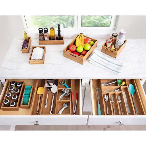 Seville Classics 9-piece Bamboo Organizer Starter Set