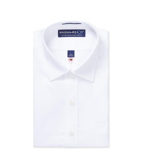 "Ryan" Long-Sleeve Spread-Collar Cotton Shirt with Magnetic Closures