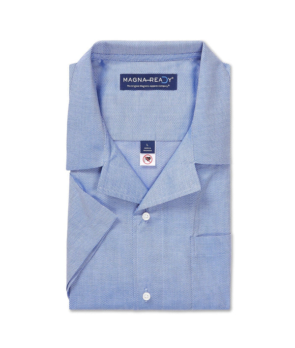 "Landry" Short-Sleeve Untucked Camp Casual Shirt with Magnetic Closures