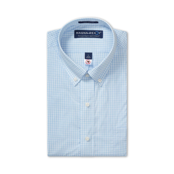 "Heights" Long-Sleeve Button-Down Collar Cotton Shirt with Magnetic Closures