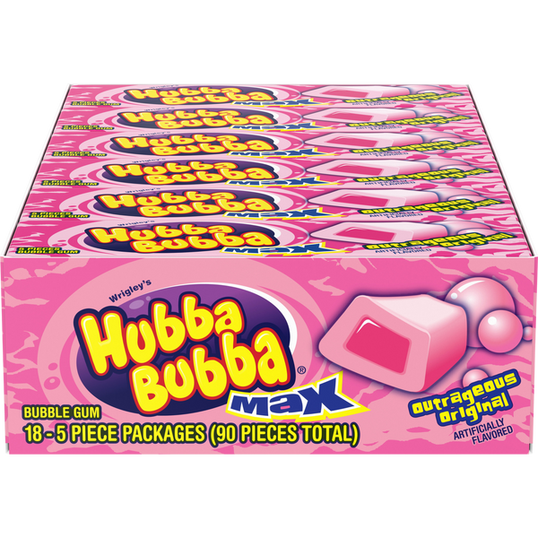 Hubba Bubba Max Chewing Gum, Original Bubble Gum, 5 pieces, 18 ct