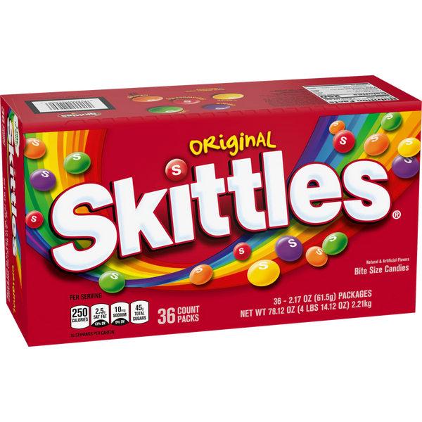 Skittles Original Chewy Candy, Full Size, 2.17 oz, 36 ct