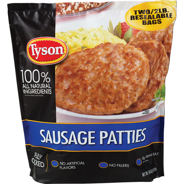 Tyson 100% All Natural Sausage Patties, 4 lbs