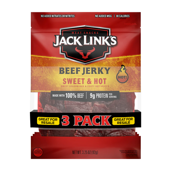 Beef Jerky, Sweet and Hot, 3.25 oz, 3 ct