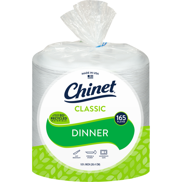 Classic 10-3/8" Dinner Paper Plate, White, 165 ct