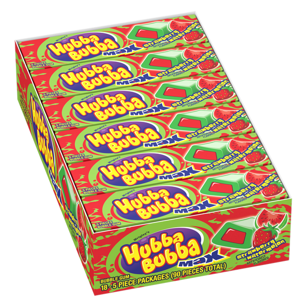 Hubba Bubba Max Chewing Gum, Strawberry Watermelon, 5 Pieces, 18 ct