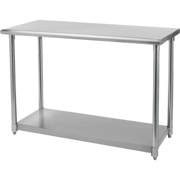 Prep/Work Table with Adjustable Shelf, 48"L x 24"W x 34-36"H, Stainless Steel