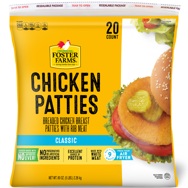 Breaded Chicken Patties, Classic, 1/4 lb, 20 ct