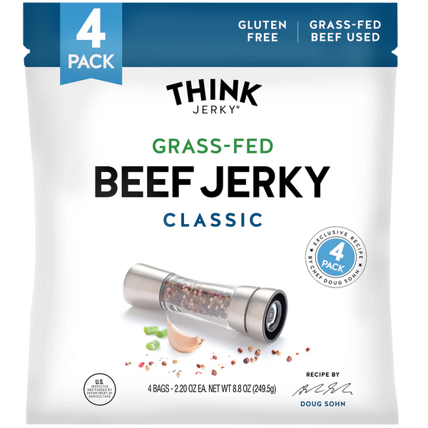 Grass-Fed Beef Jerky, Classic, 2.2 oz, 4 ct