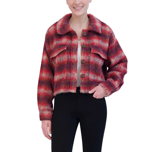 Ladies' Brushed Plaid Crop Jacket