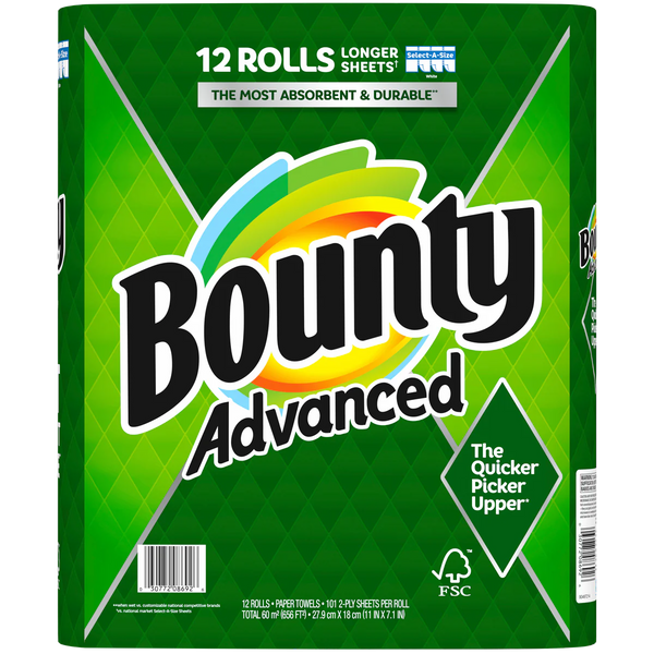 Advanced 2-Ply Paper Towels, White, 101 Select-A-Size Sheets, 12 ct