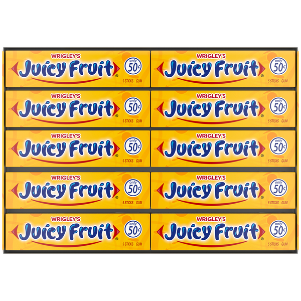 Juicy Fruit Chewing Gum, Original 50 Cent, 5 sticks, 40 ct