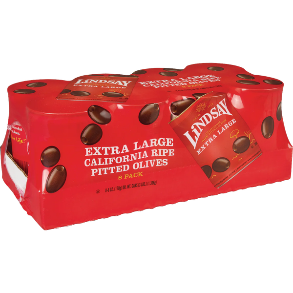 Extra Large Black Pitted Olives, 6 oz, 8 ct