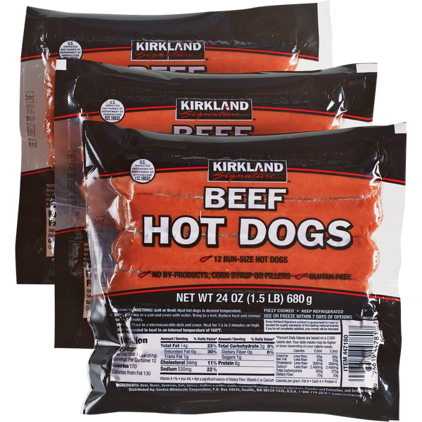 Beef Hot Dogs, 12 Links, 1.5 lbs, 3 ct