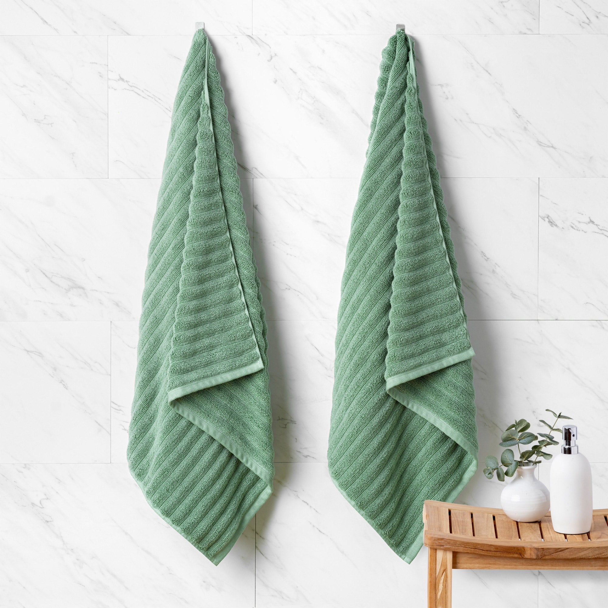 Welhome 100% Cotton Bumpy Textured Bath Towel 2-Piece Set