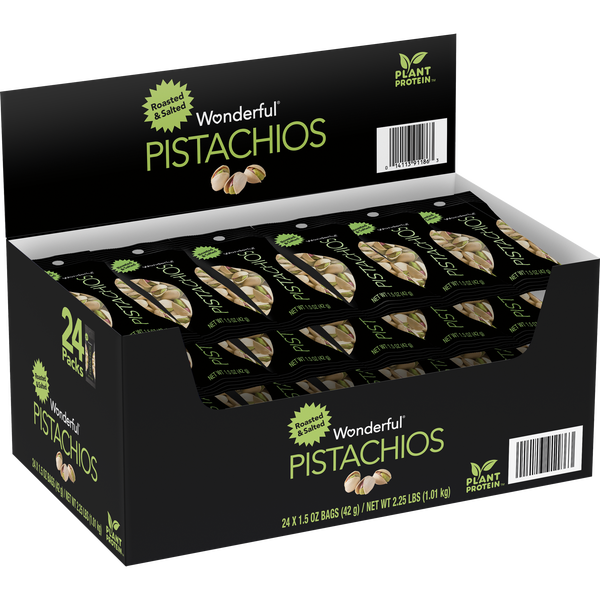 Wonderful Pistachios, Roasted & Salted, In-Shell, 1.5 oz, 24 ct