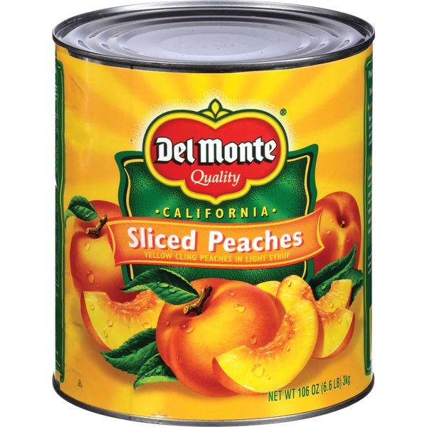 Sliced Yellow Cling Peaches in Light Syrup, #10 can, 106 oz