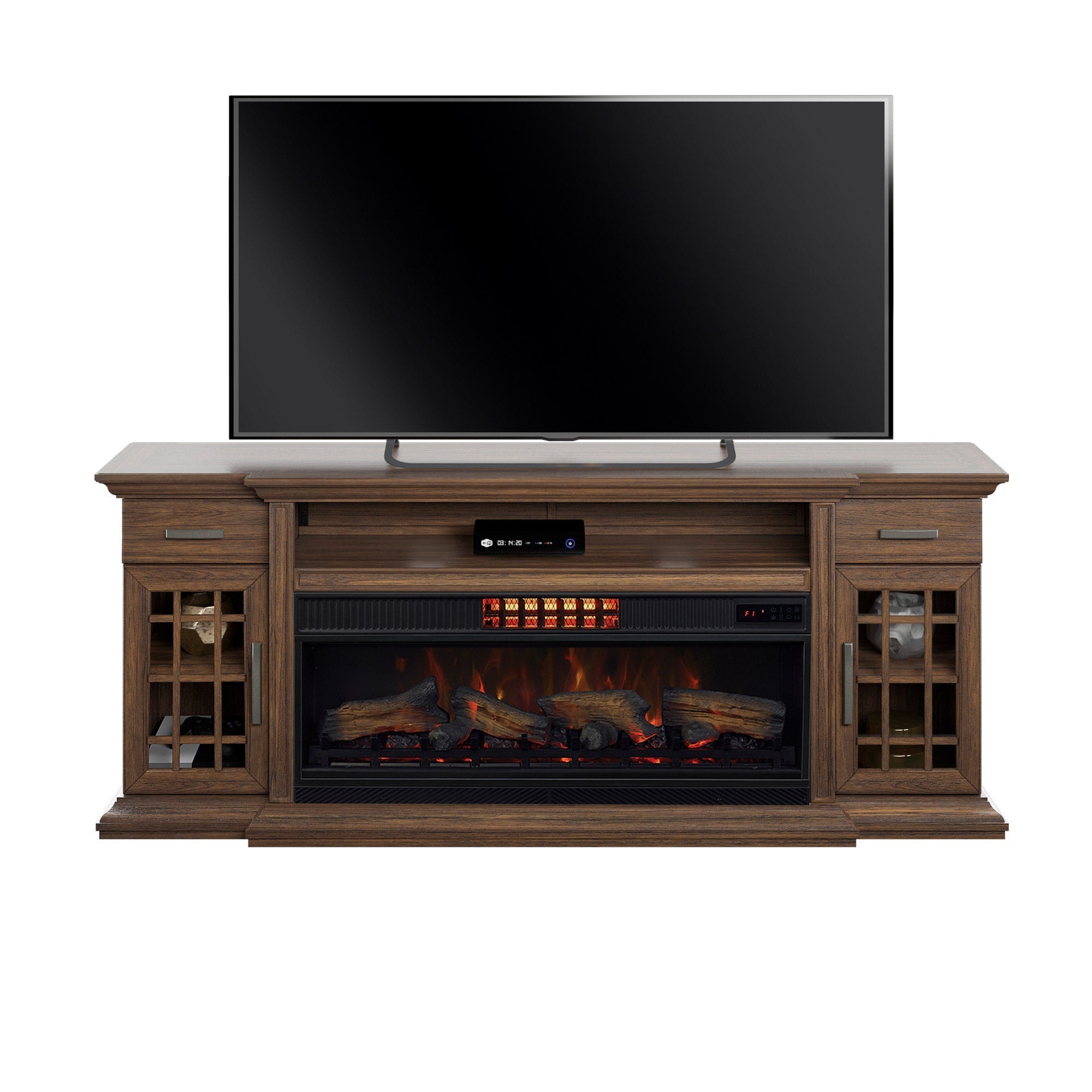 Everett TV Console with Classicflame Coolglow 2-In-1 Electric Fireplace and Fan