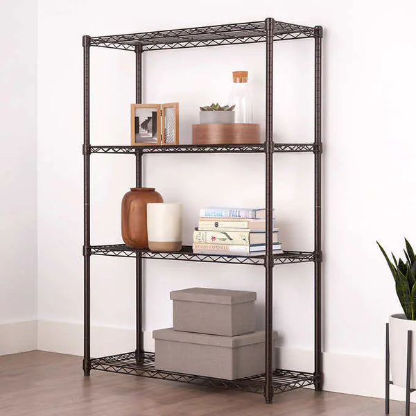 TRINITY 4-Tier Indoor Wire Shelving Rack, 36” x 14” x 54”, NSF, Dark Bronze