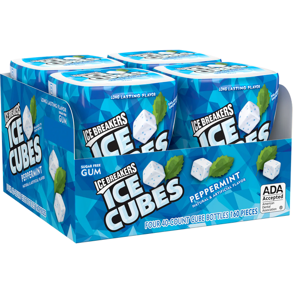 Ice Cubes Sugar Free Gum, Peppermint, 40 pieces, 4 ct