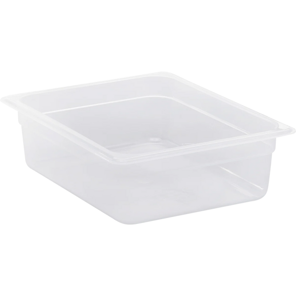 6.3 Quart Translucent Food Pan with Lid, 1/2 Size, 4" Deep, 3 ct