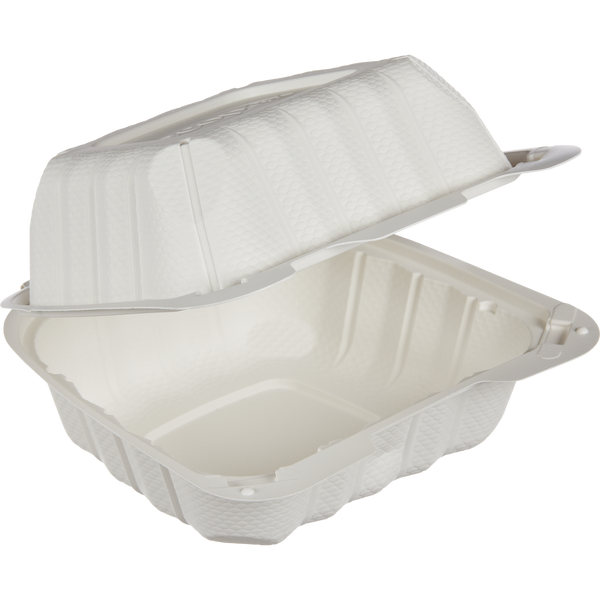 Burger Box, Single Compartment Hinged Container, 6" x 6", White, 250 ct