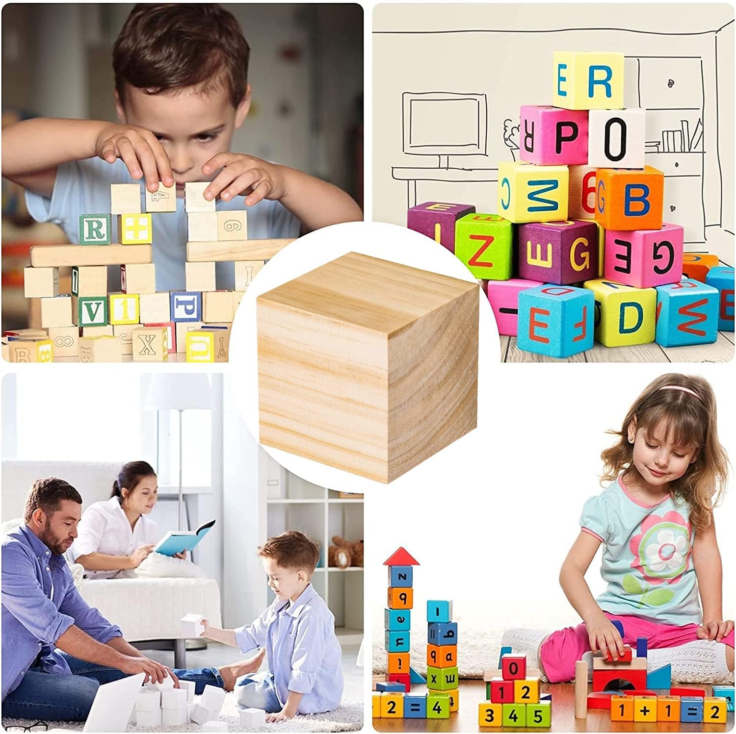 Wood Blocks for Crafts, Unfinished Wood Cubes, 2 cm Natural Wooden Blo –  RJP Unlimited