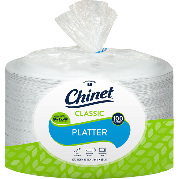 Classic Large Paper Platter, White, 100 ct