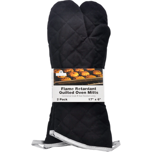 Flame Retardant Oven Mitt, Black, 2 ct