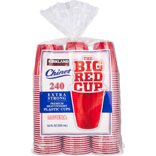 Plastic Cold Cups, Red, 18 oz, 240 ct