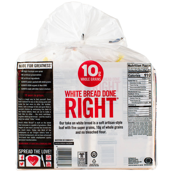 Organic White Bread Done Right, 24 oz, 2 ct