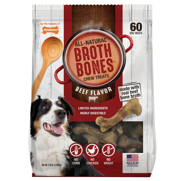 Broth Bones Natural Edible Dog Chews, 60-count, 2-pack