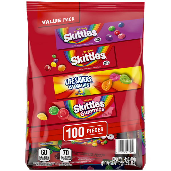 Skittles and Lifesaver Candy, Variety Pack, 100 ct