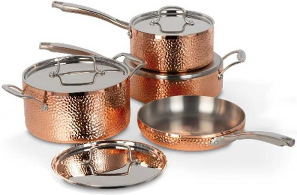 Cuisinart - 8 PC Hand Hammered 5-Ply Copper Cookware Set - HCFP-8C