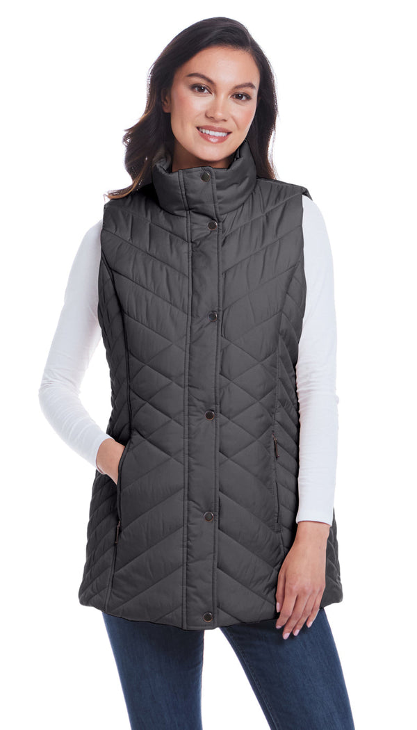 MIXED QUILTED LONGLINE VEST