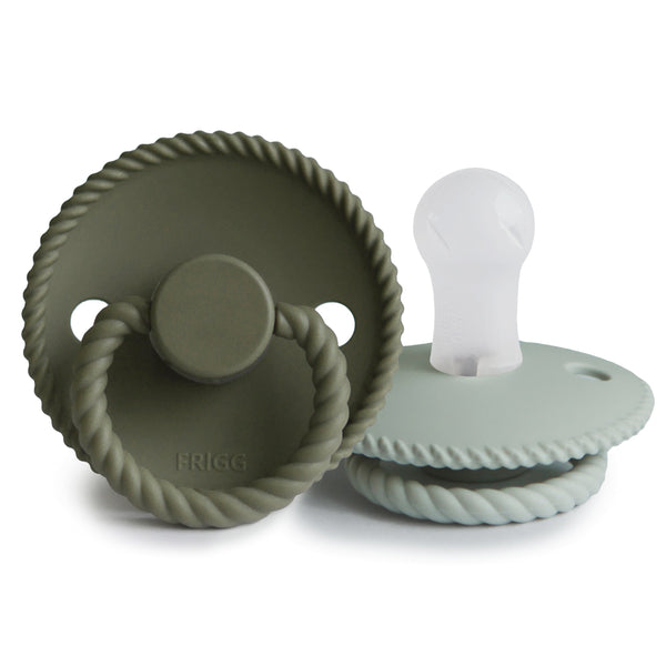 FRIGG Rope Silicone Baby Pacifier 2-Pack (Olive/Sage)