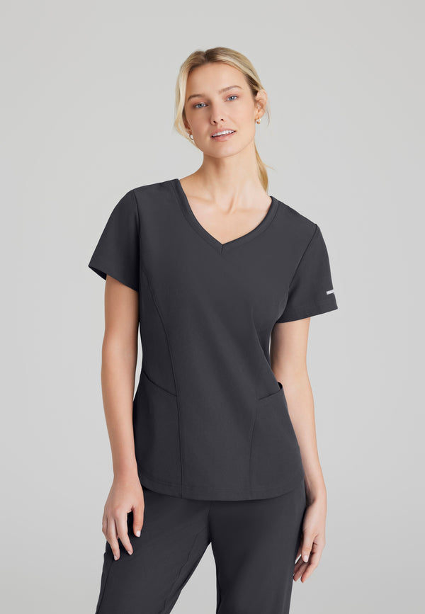 Ion 3-Pocket Ribbed V-Neck Scrub Top